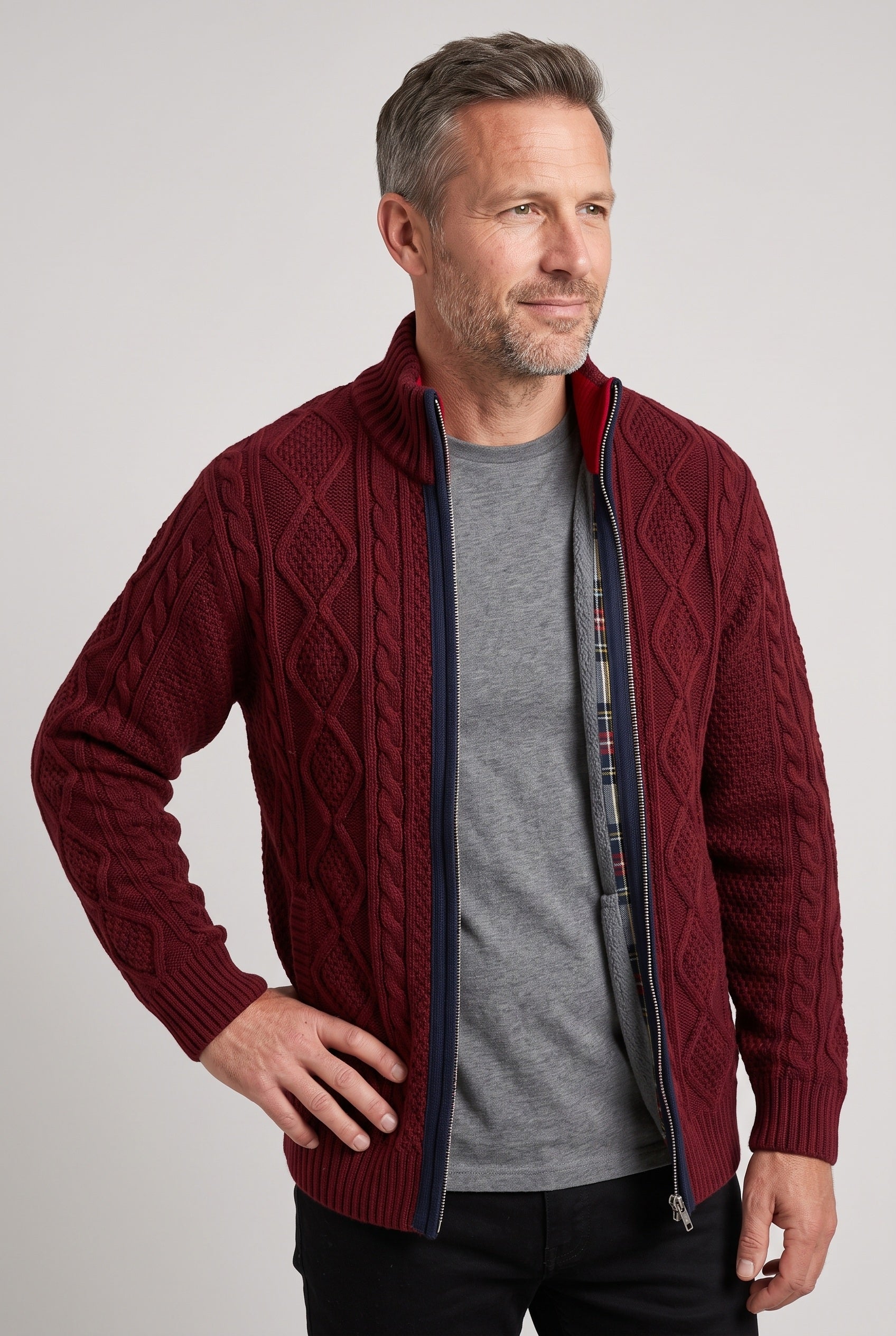 Gilet Homme | Zippé Doublure à Carreaux Col Montant - 9
