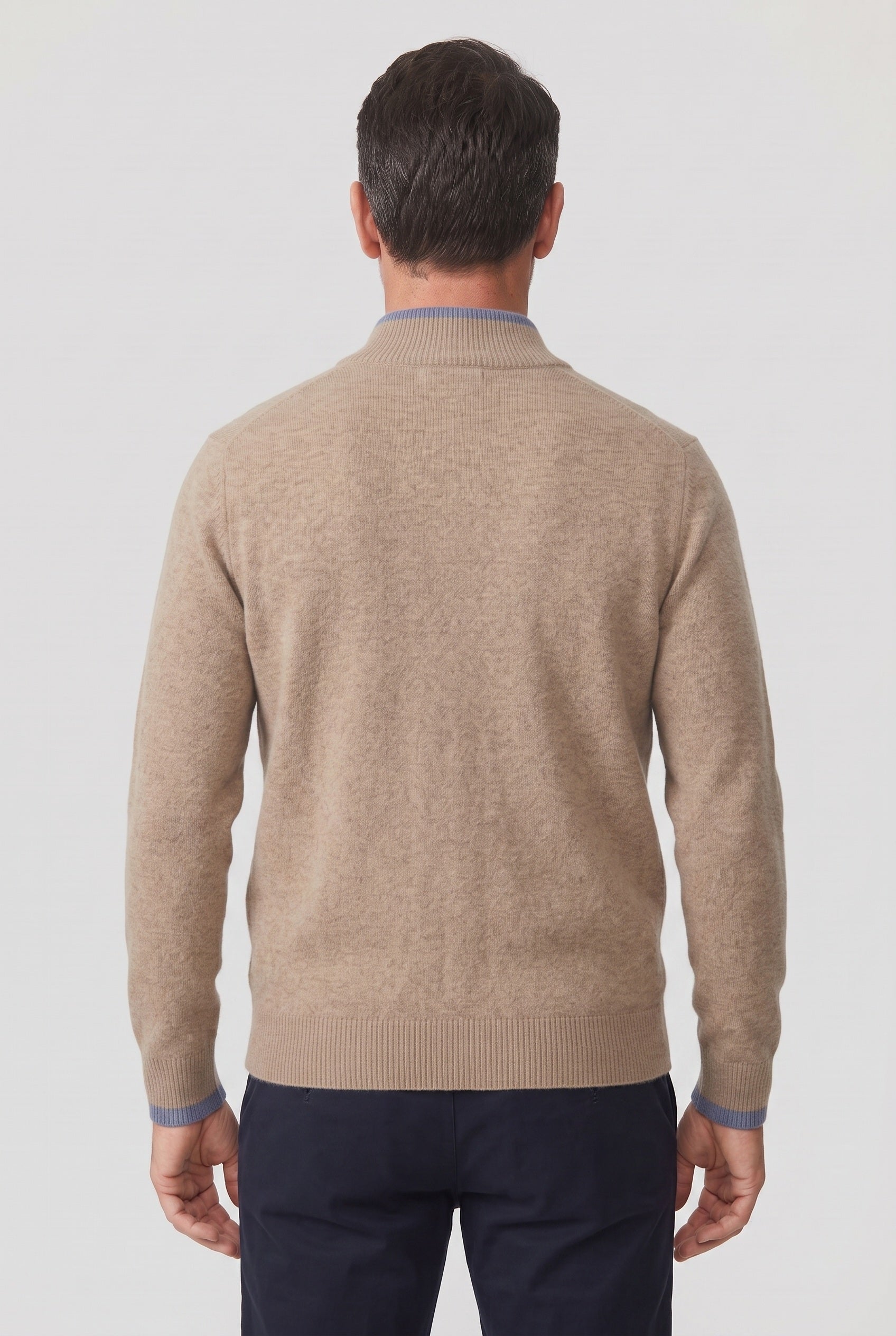Gilet Homme | Zippé Maille Fine Bordures Contrastées - 2