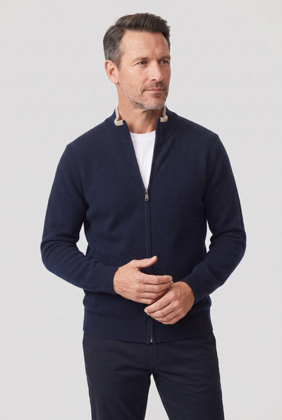 Gilet Homme | Zippé Maille Fine Bordures Contrastées - 6