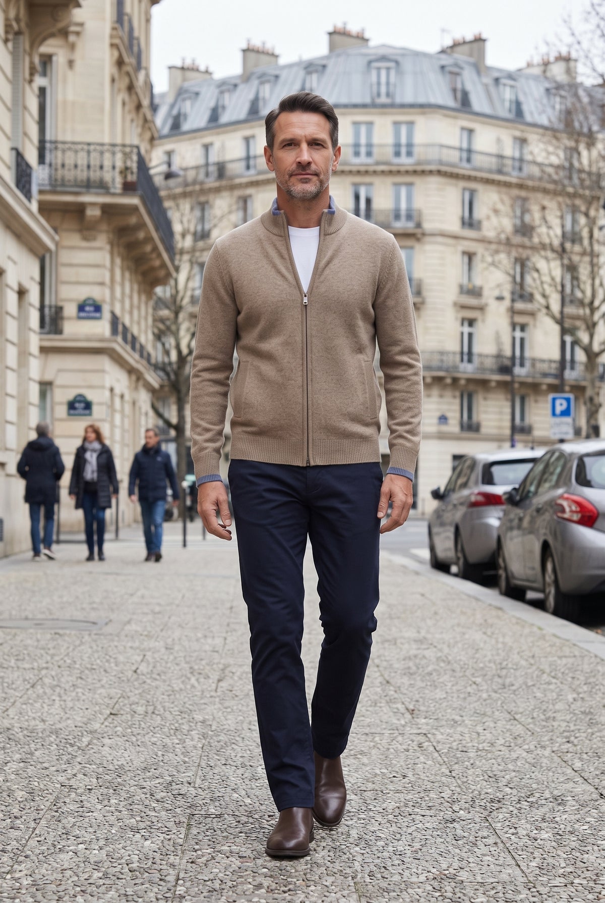 Gilet Homme | Zippé Maille Fine Bordures Contrastées - 7