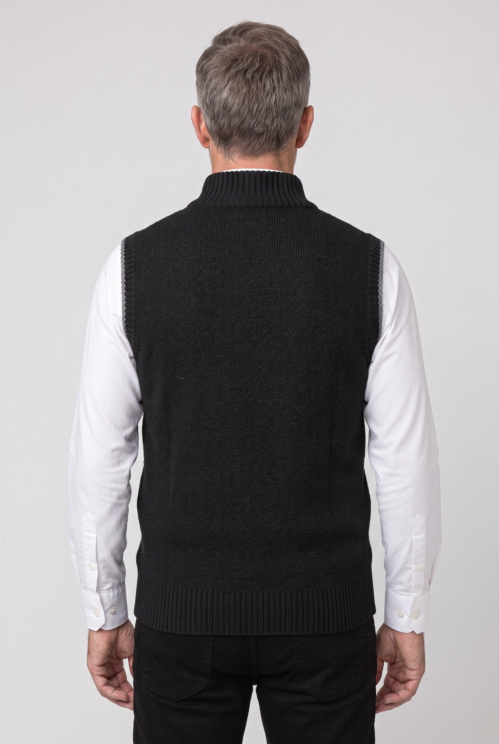 Gilet Homme | Zippé Sans Manches Col Montant Côtelé - 2