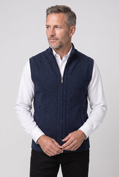 Gilet Homme | Zippé Sans Manches Col Montant Côtelé - 6