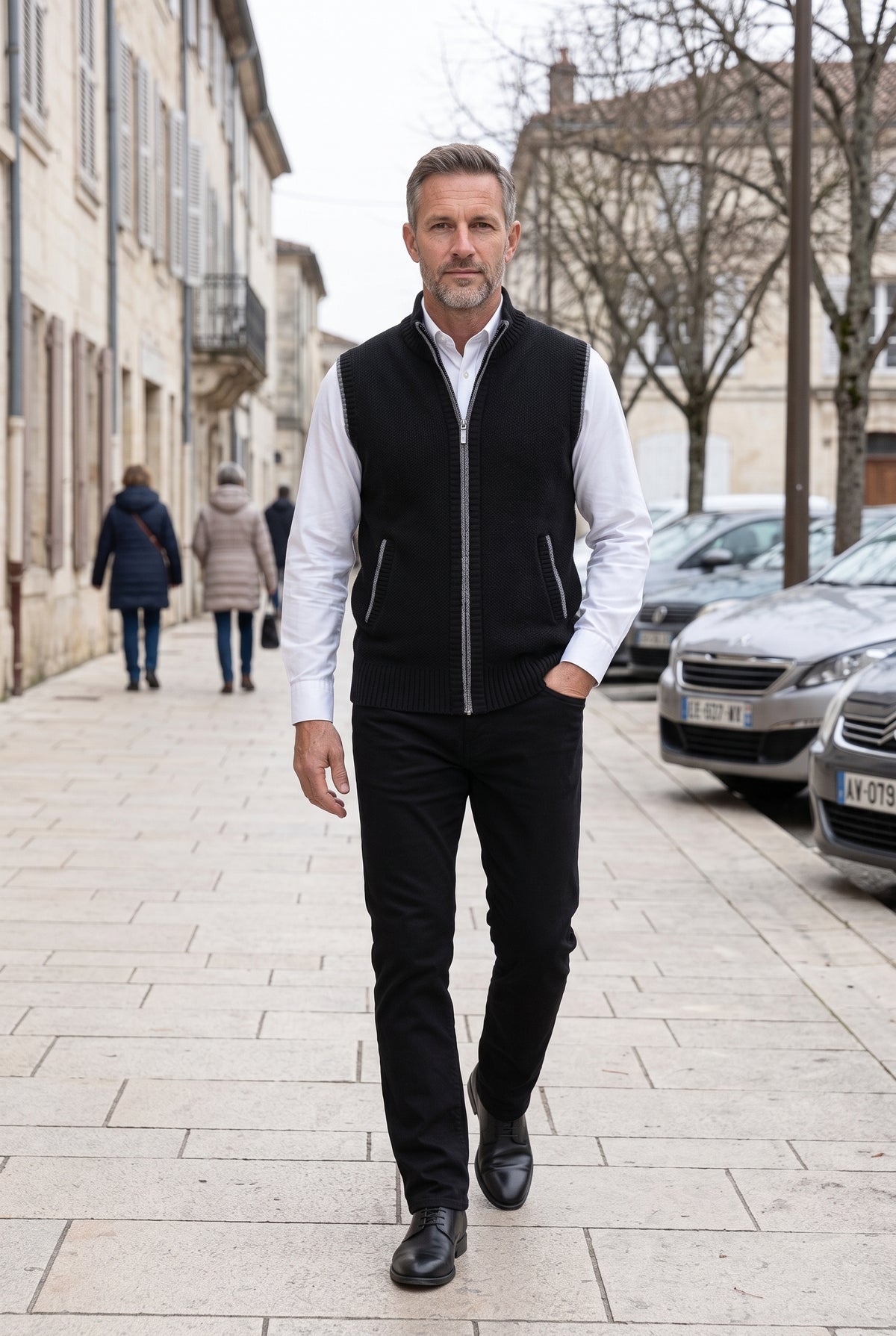 Gilet Homme | Zippé Sans Manches Col Montant Côtelé - 9