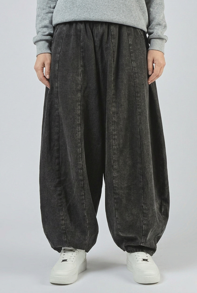 Jean Femme | Baggy Taille Élastique Jambe Ballon Délavé - 1