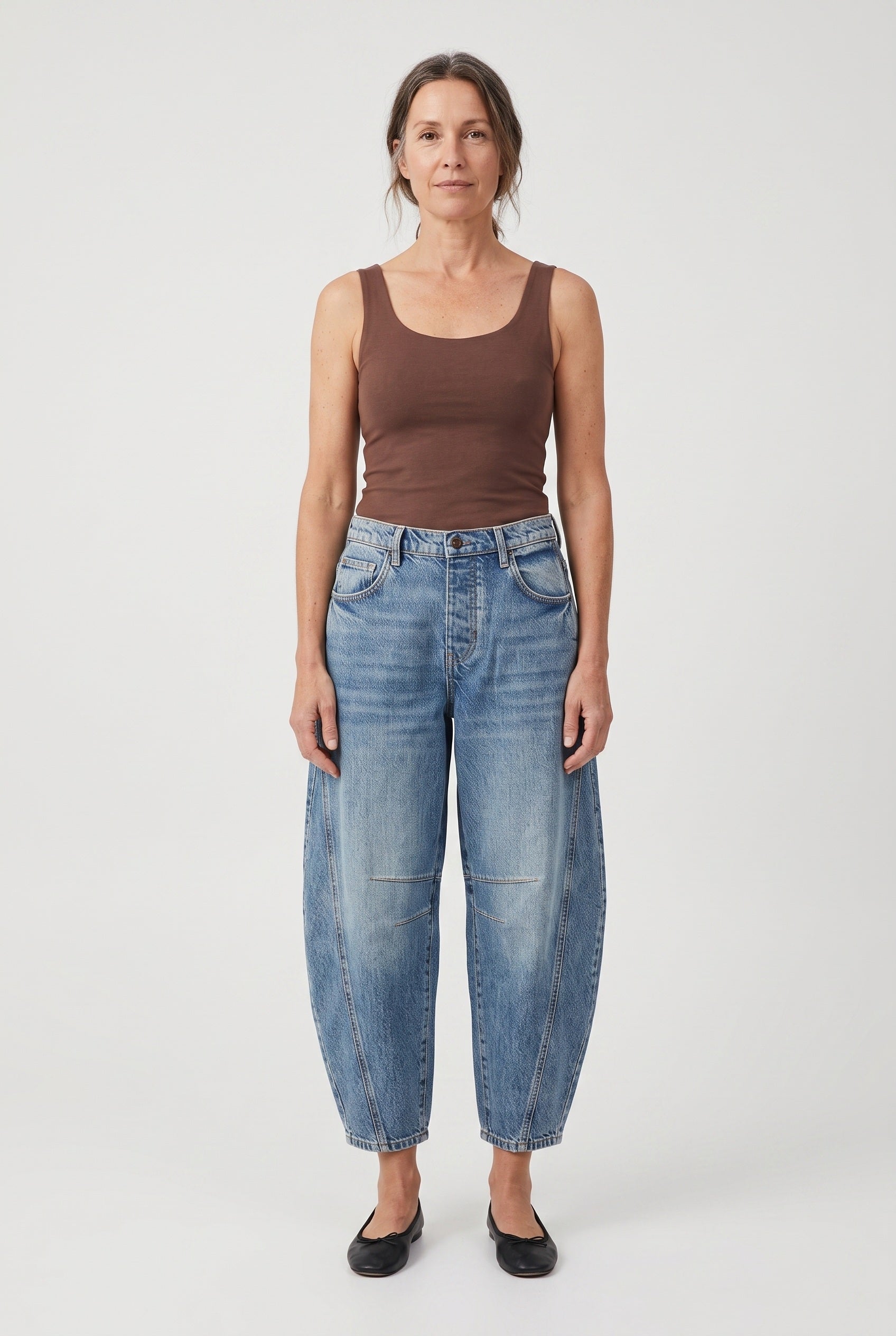 Jean Femme | Coupe Barrel Taille Mi-Haute Cinq Poches Bas Cheville - 2
