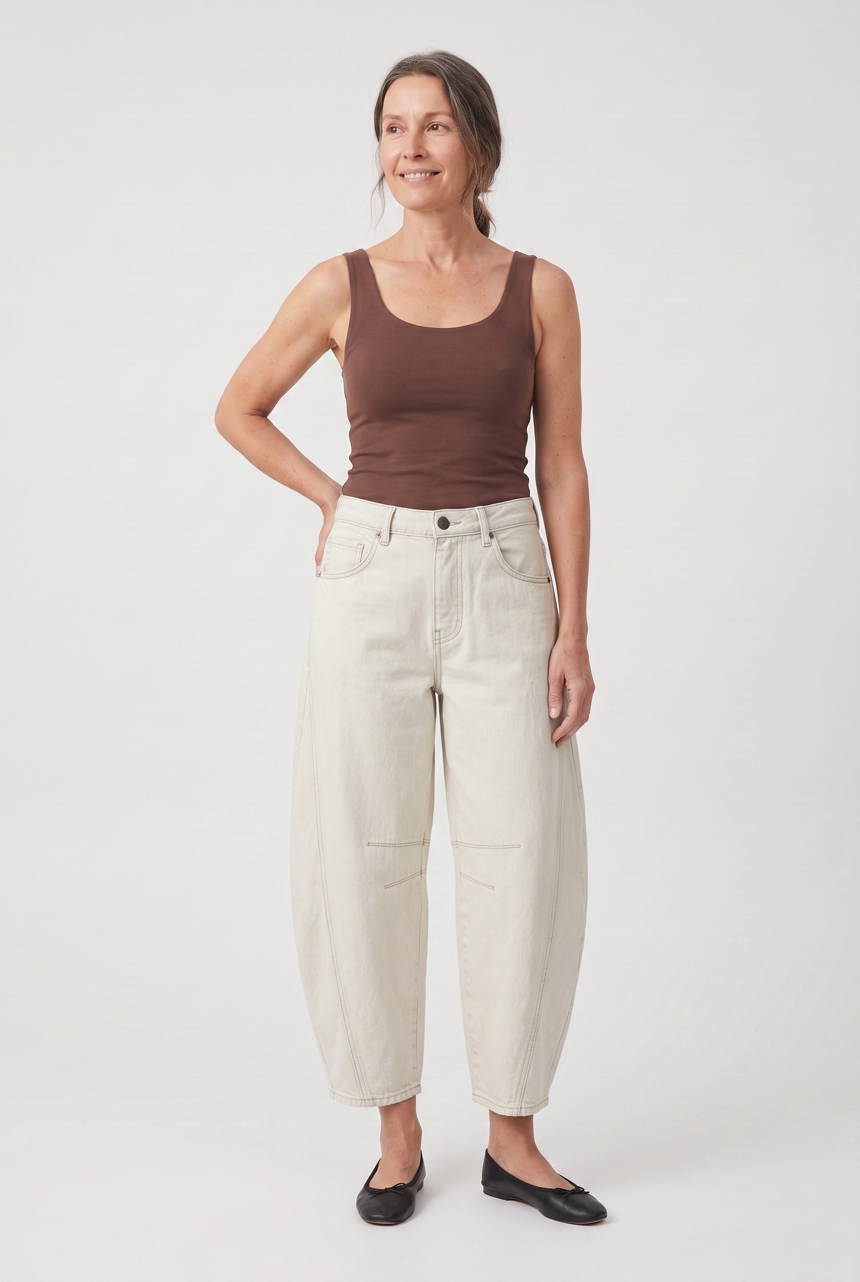 Jean Femme | Coupe Barrel Taille Mi-Haute Cinq Poches Bas Cheville - 9