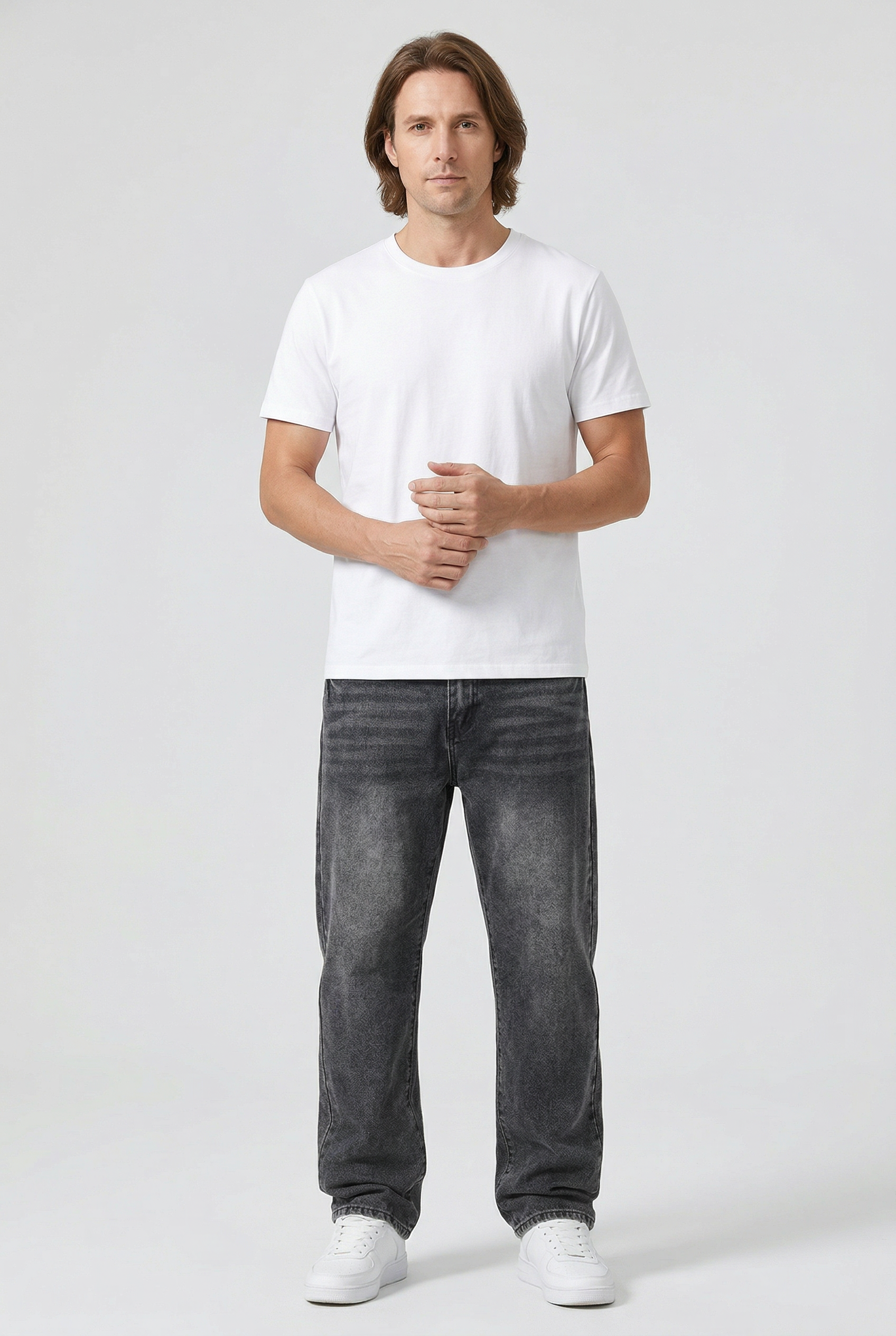 Jean Homme | Coupe Large Jambe Droite Délavé Cinq Poches - 2