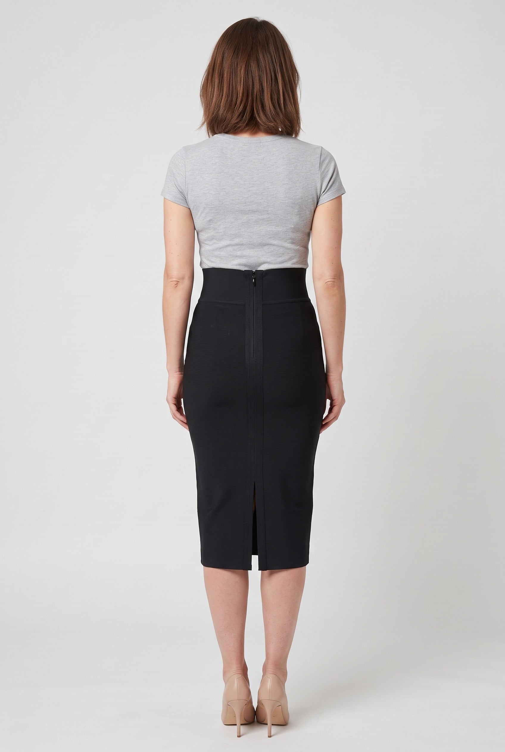 Jupe Femme | Crayon Taille Haute Fente Dos Midi - 2