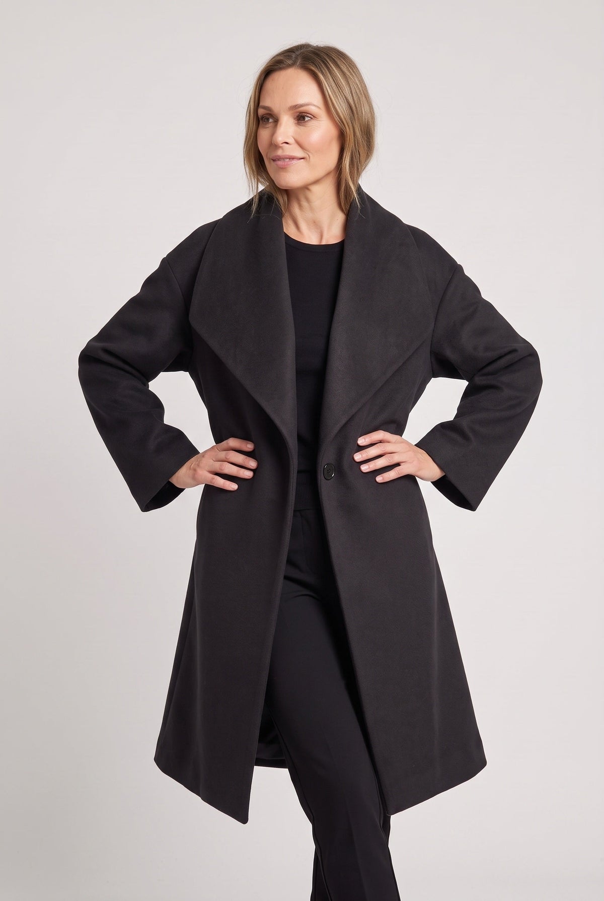 Manteau Femme | Bouton Dissimulé Col Châle Épaules Tombantes - 3