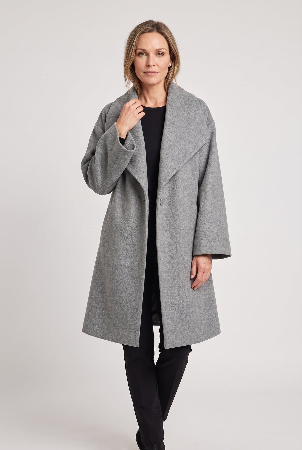 Manteau Femme | Bouton Dissimulé Col Châle Épaules Tombantes - 5