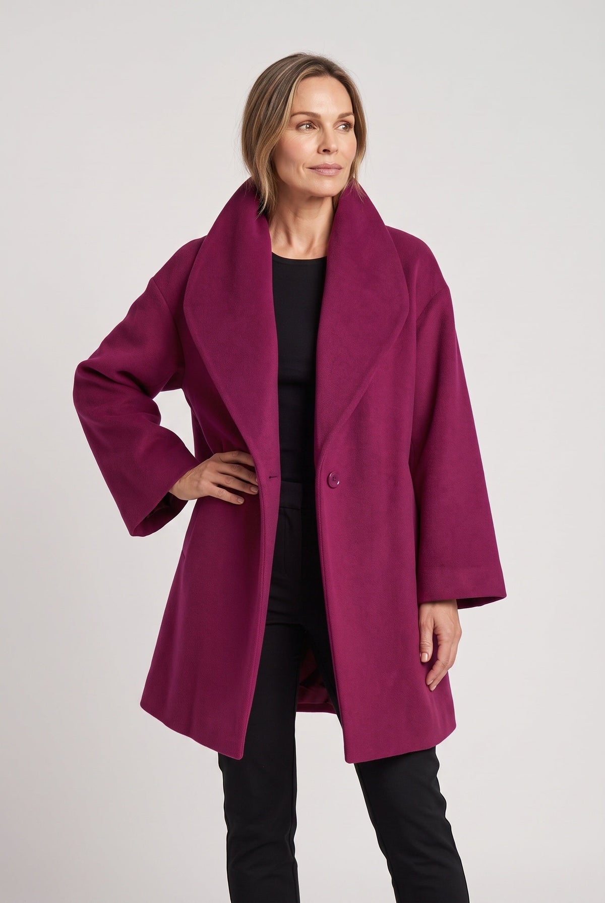 Manteau Femme | Bouton Dissimulé Col Châle Épaules Tombantes - 6