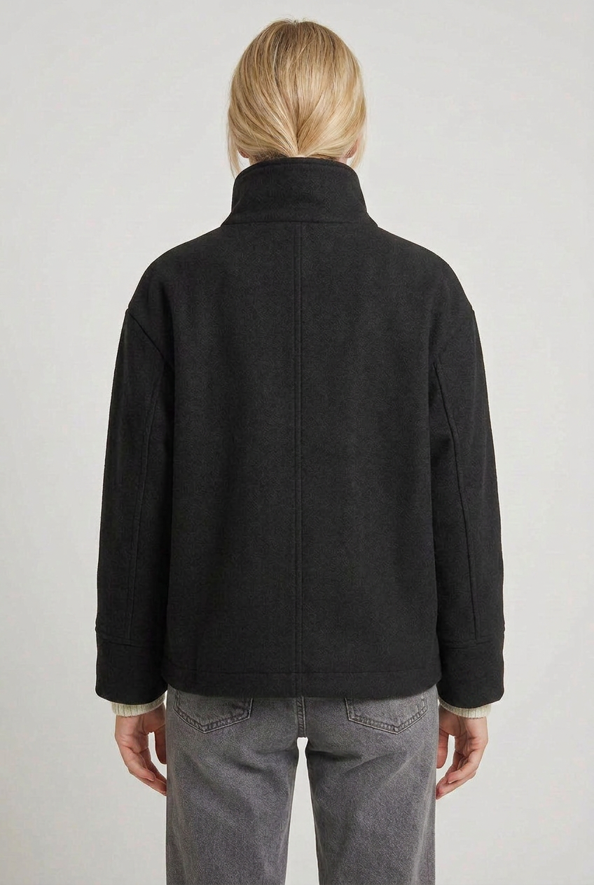 Manteau Femme | Boutonnage Asymétrique Coupe Courte Col Montant - 2
