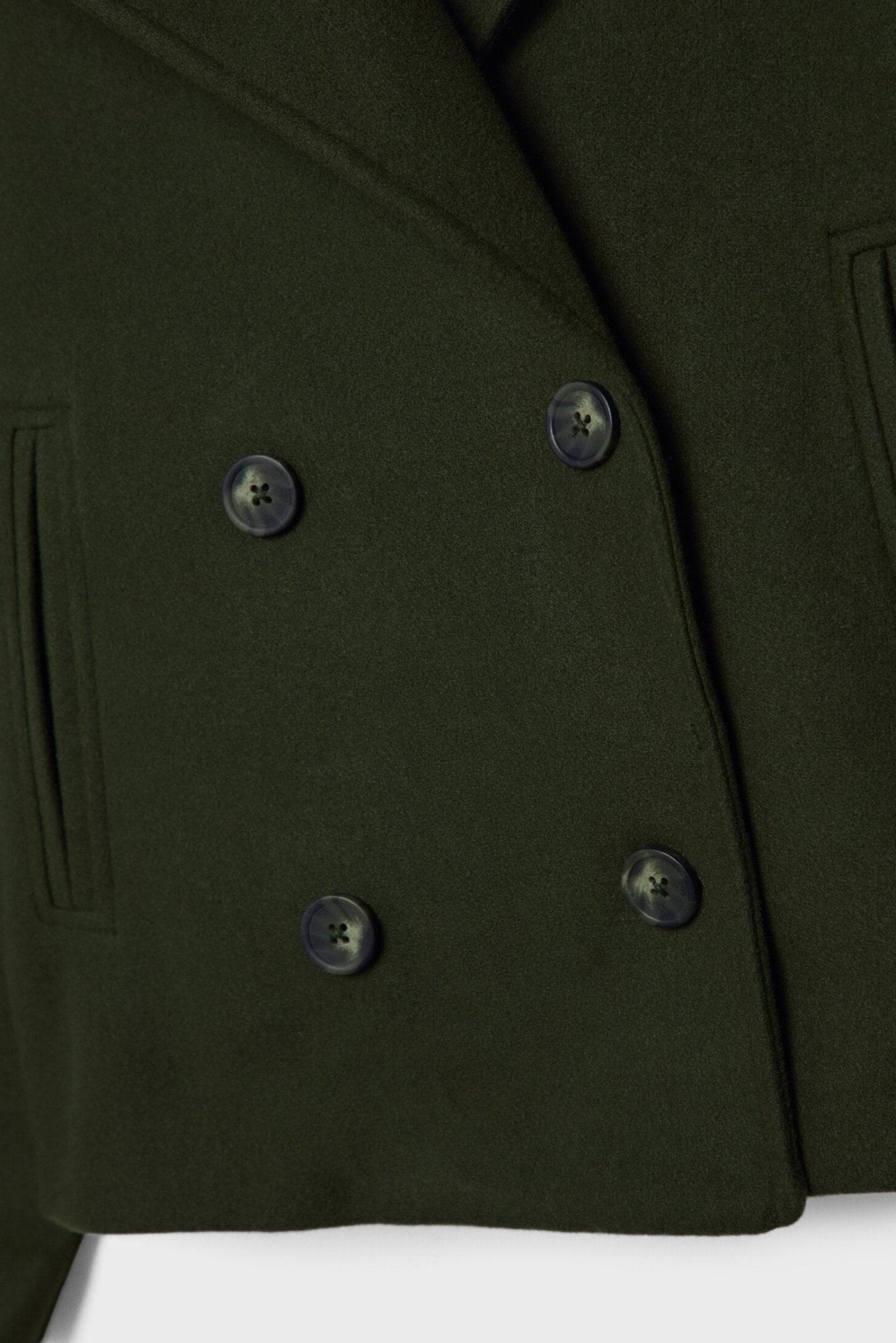 Manteau Femme | Caban Double Boutonnage Coupe Courte Col Cranté - 10