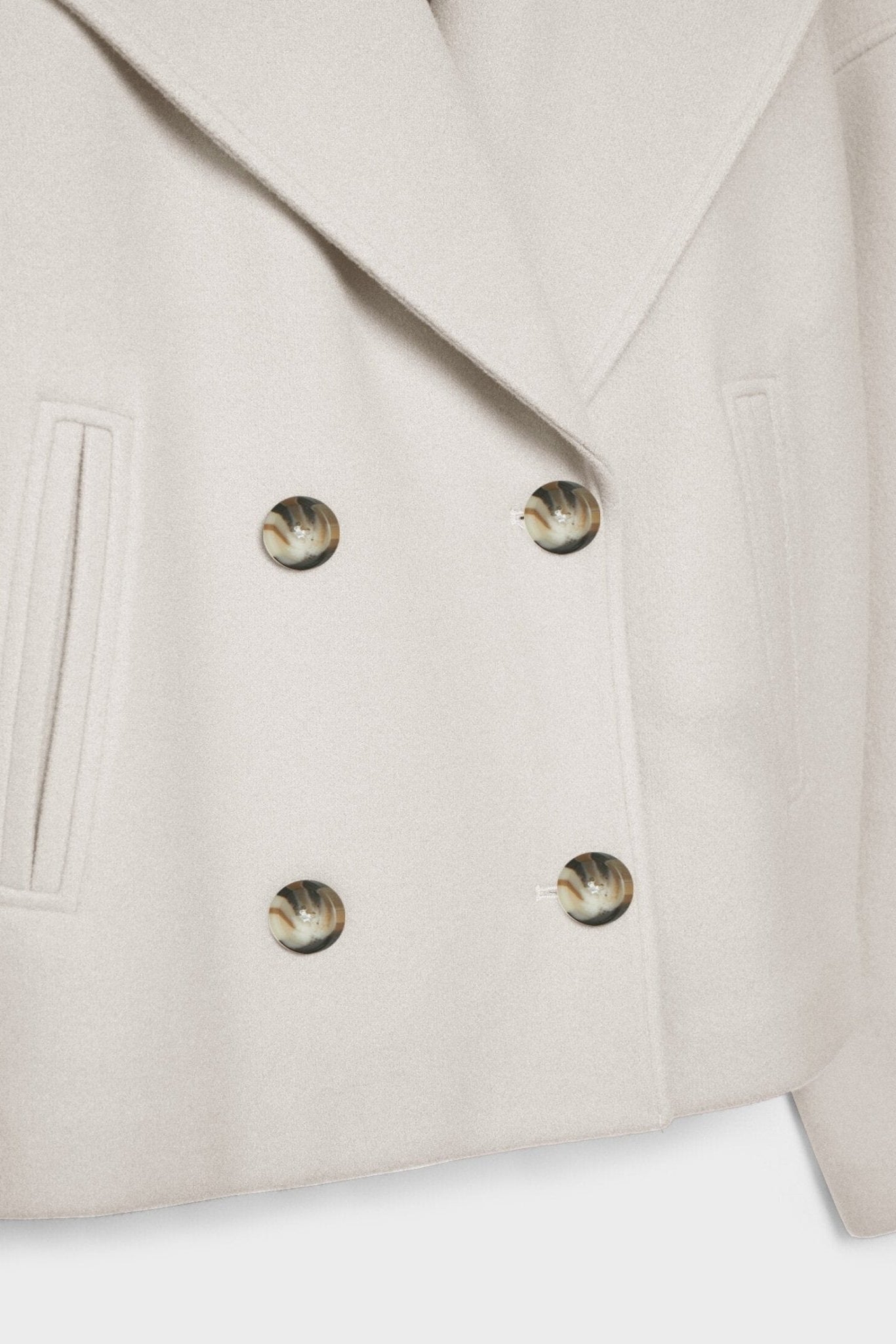 Manteau Femme | Caban Double Boutonnage Coupe Courte Col Cranté - 3