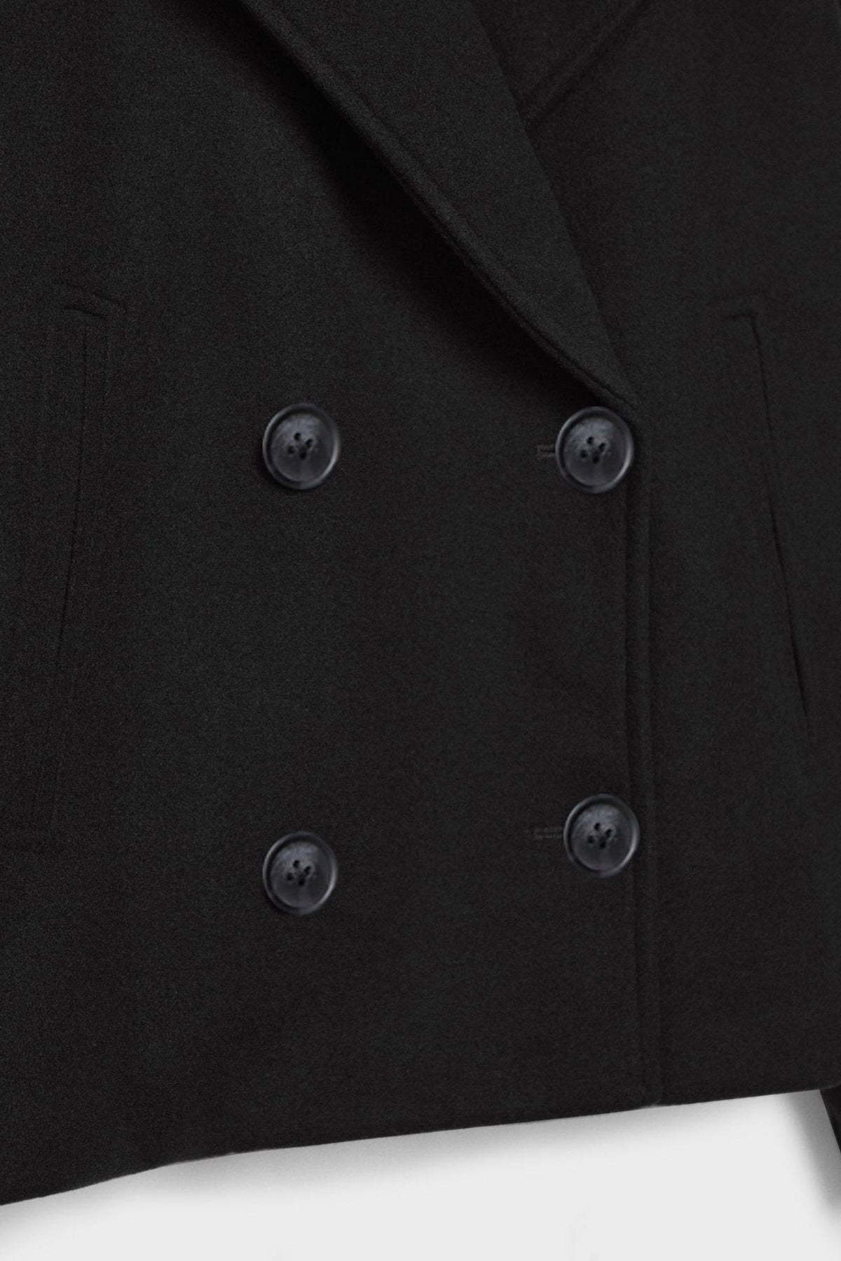 Manteau Femme | Caban Double Boutonnage Coupe Courte Col Cranté - 7