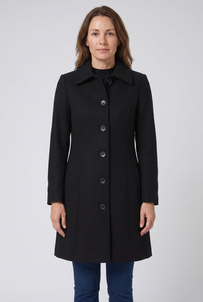 Manteau Femme | Simple Boutonnage Taille Cintrée Col Pointu - 1