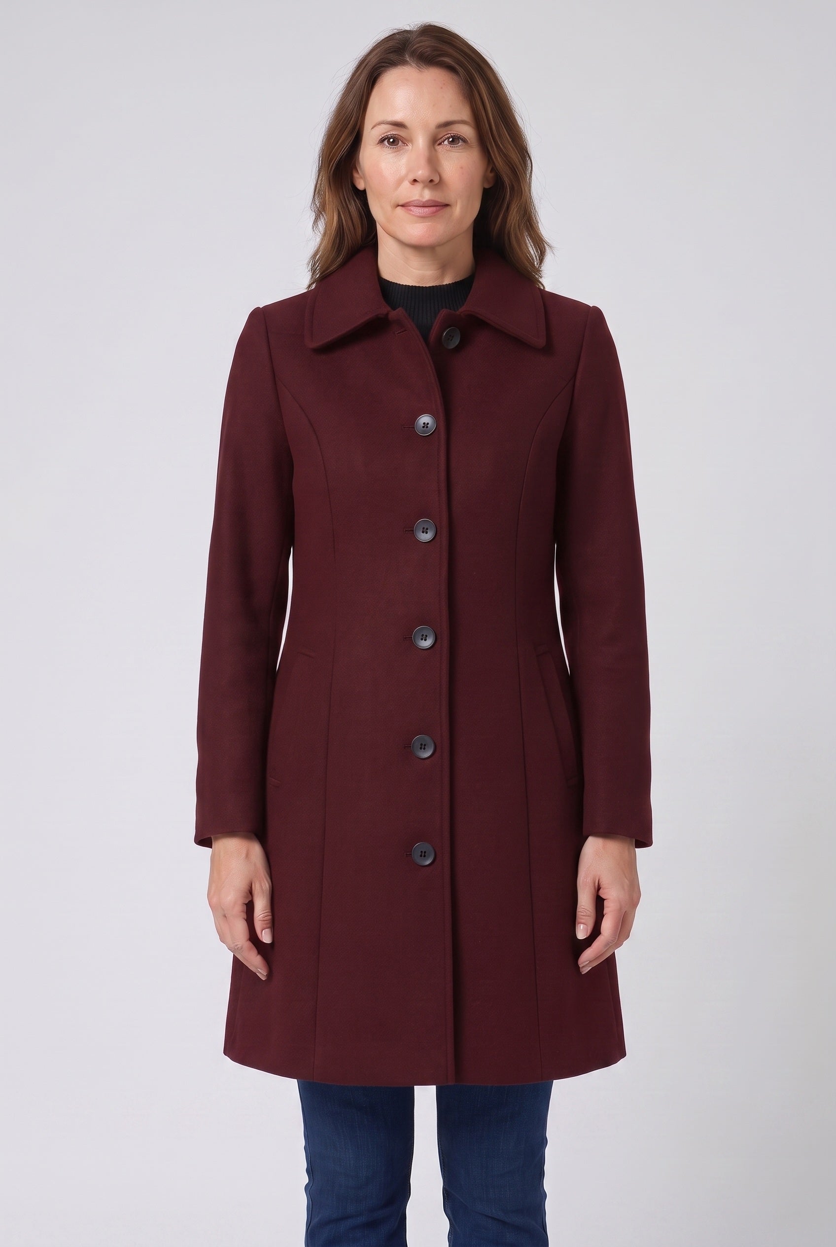 Manteau Femme | Simple Boutonnage Taille Cintrée Col Pointu - 6