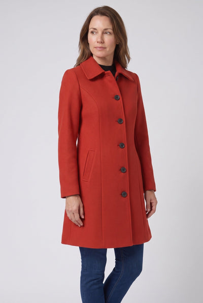 Manteau Femme | Simple Boutonnage Taille Cintrée Col Pointu - 7