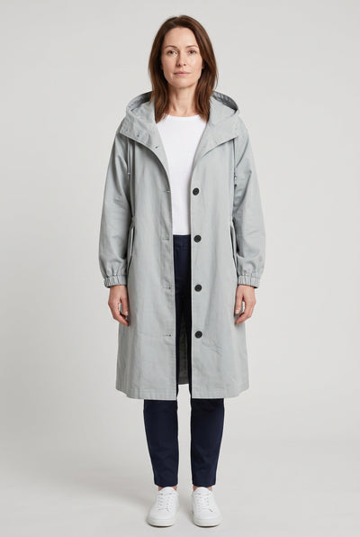 Manteau Femme | Trench Long Capuche Oversize Cordon Taille - 1