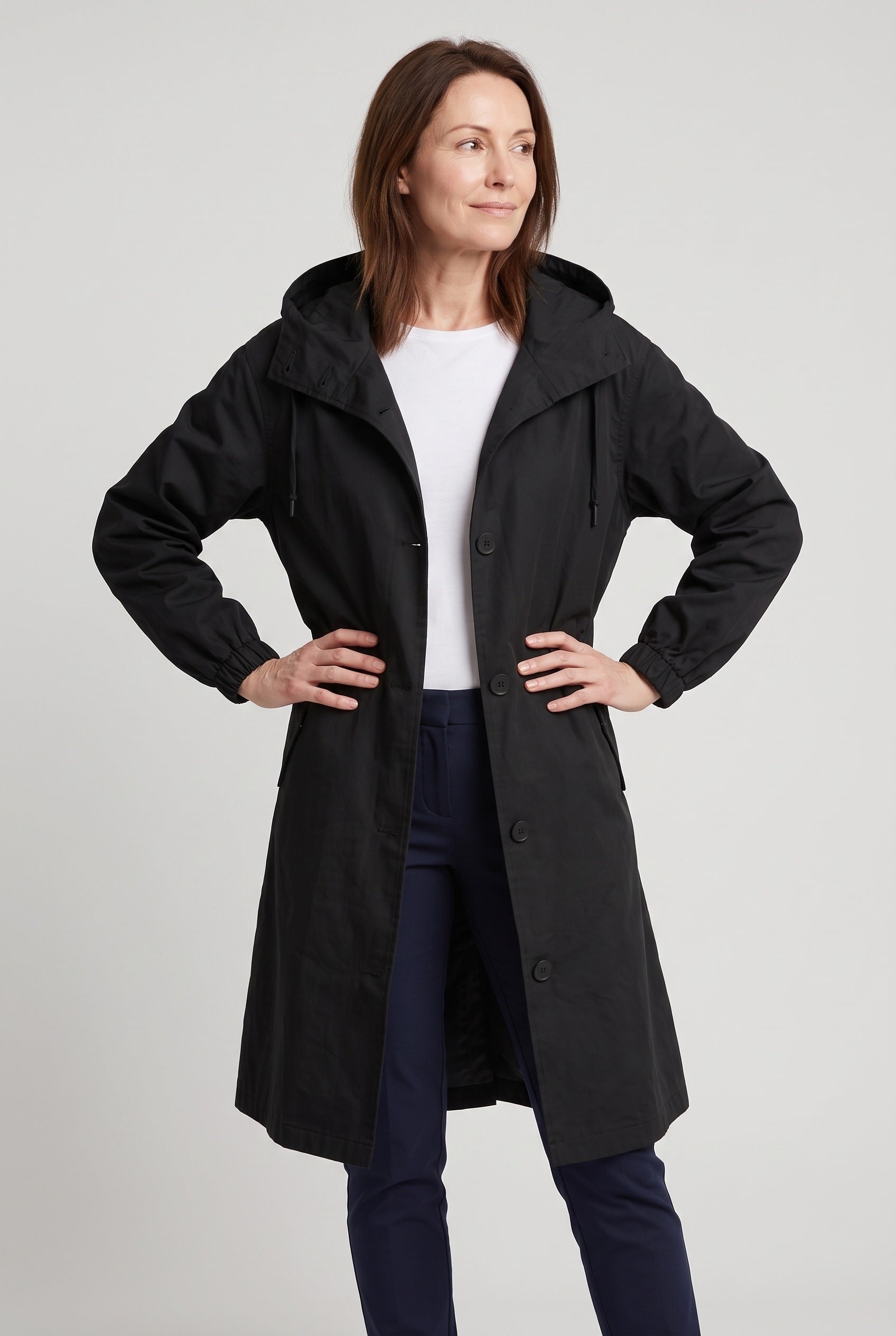 Manteau Femme | Trench Long Capuche Oversize Cordon Taille - 4
