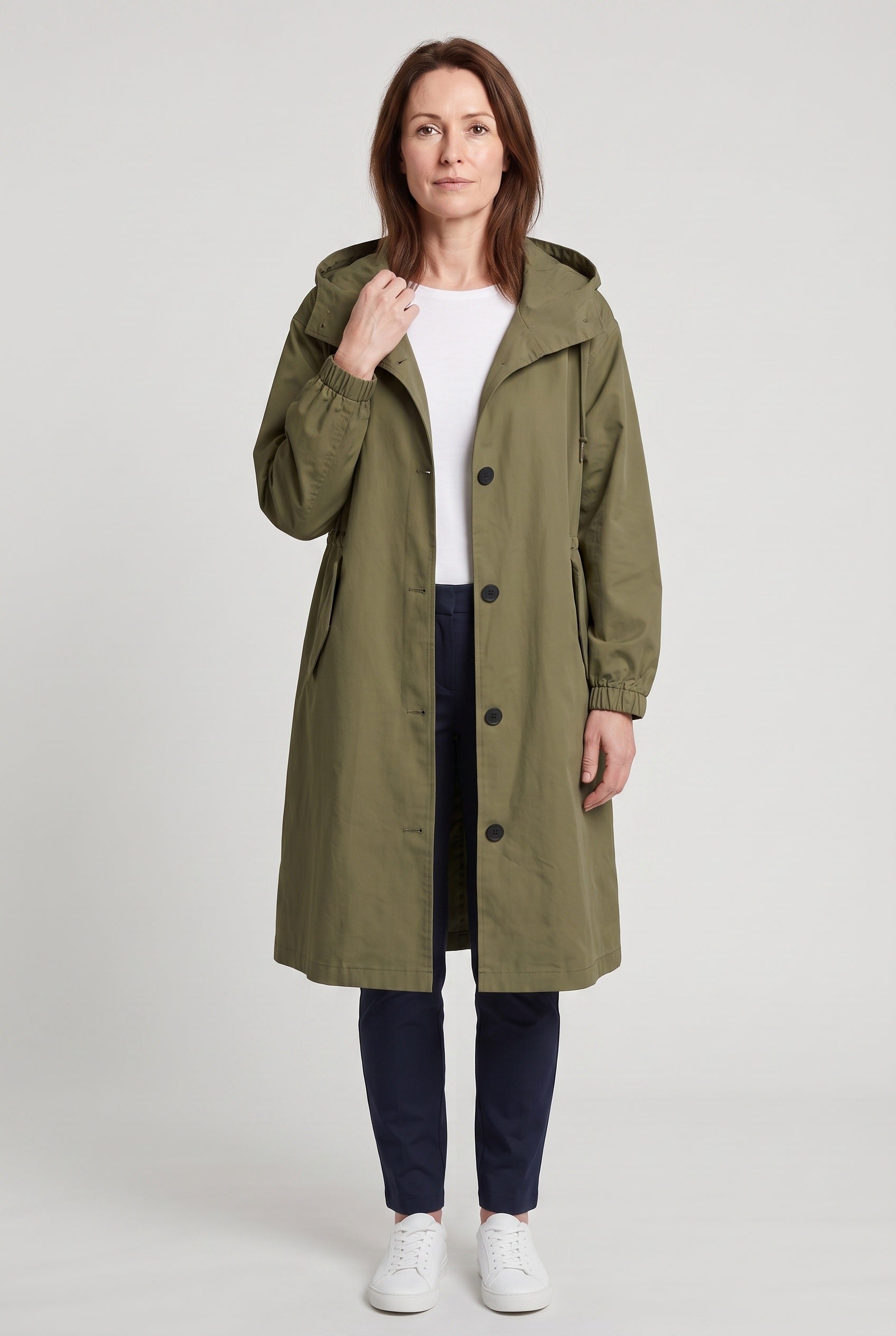 Manteau Femme | Trench Long Capuche Oversize Cordon Taille - 6