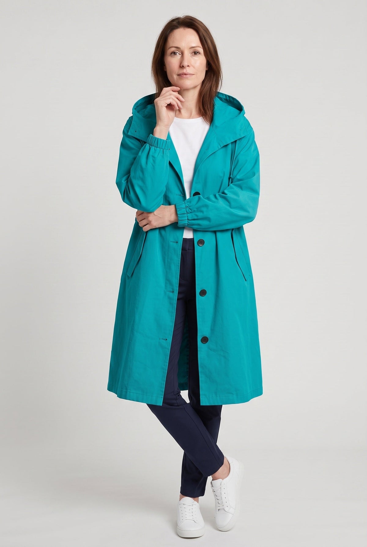 Manteau Femme | Trench Long Capuche Oversize Cordon Taille - 9