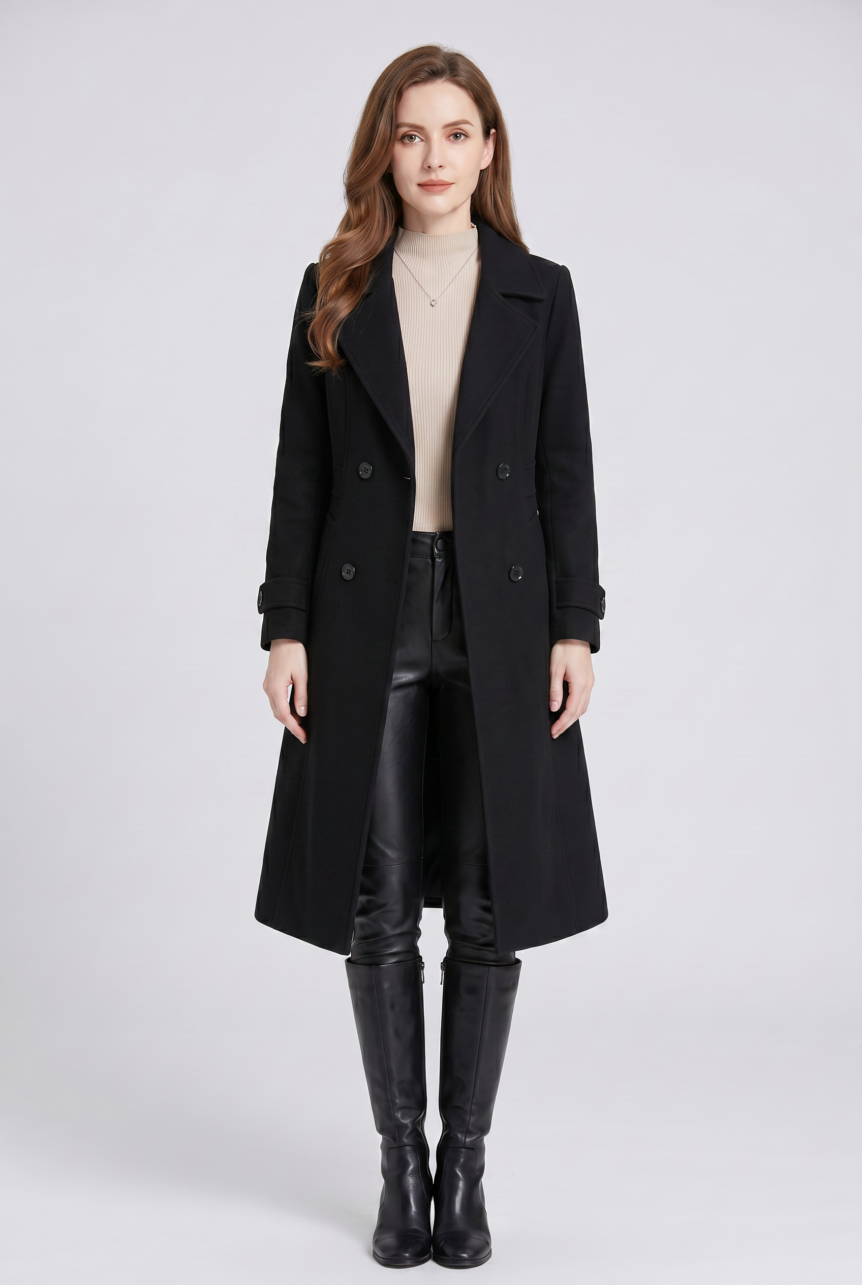 Manteau Femme | Trench Long Double Boutonnage Dos Ceinturé - 1