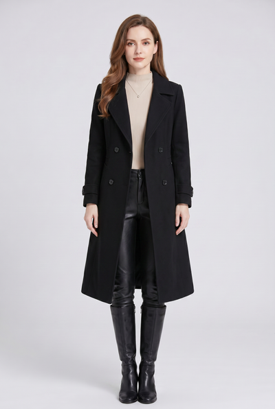 Manteau Femme | Trench Long Double Boutonnage Dos Ceinturé - 1