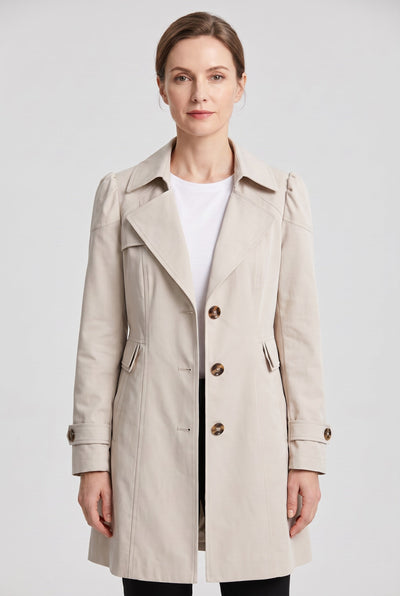 Manteau Femme | Trench Simple Boutonnage Col Cranté Court - 1