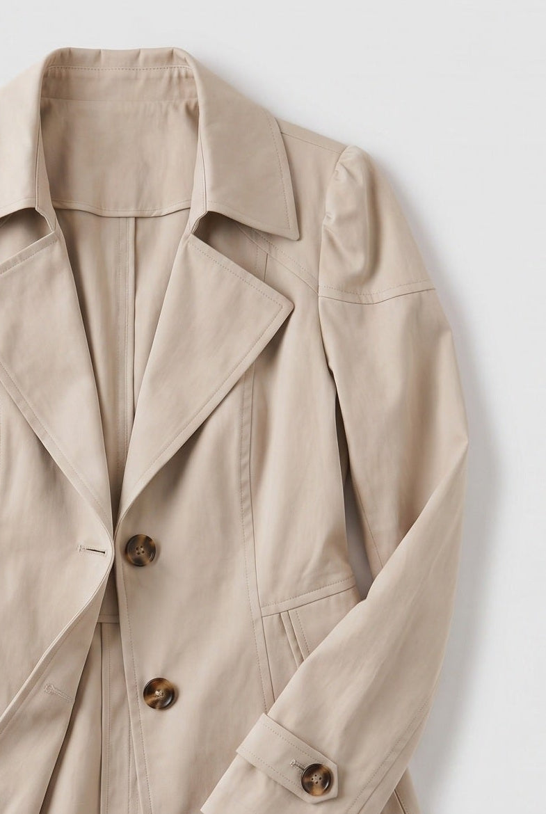 Manteau Femme | Trench Simple Boutonnage Col Cranté Court - 3