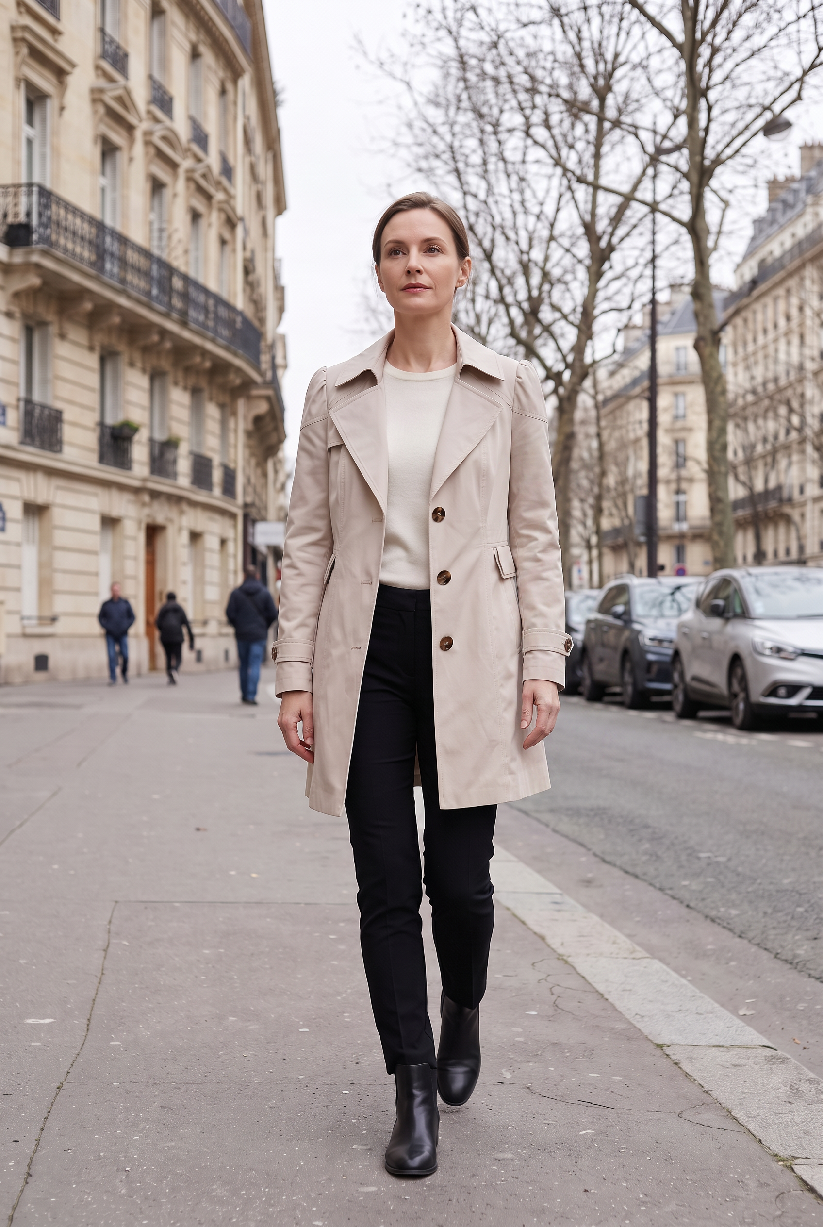 Manteau Femme | Trench Simple Boutonnage Col Cranté Court - 4