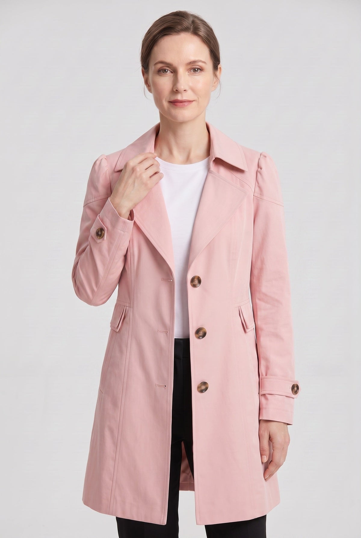 Manteau Femme | Trench Simple Boutonnage Col Cranté Court - 7