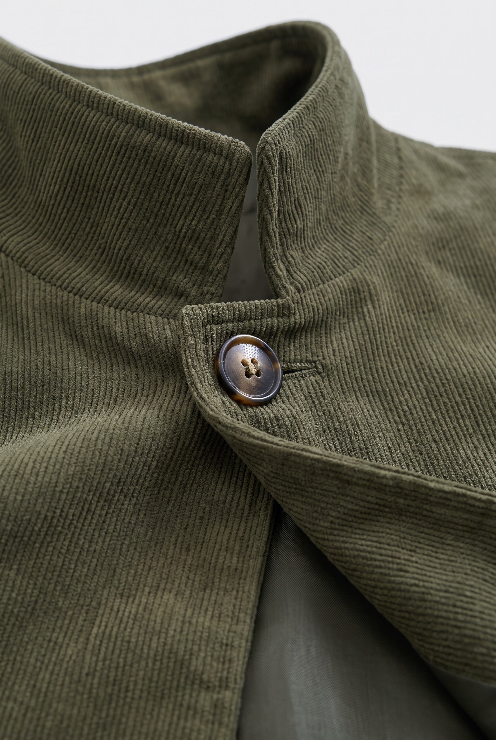 Manteau Homme | Boutonné Col Montant Velours Côtelé - 3