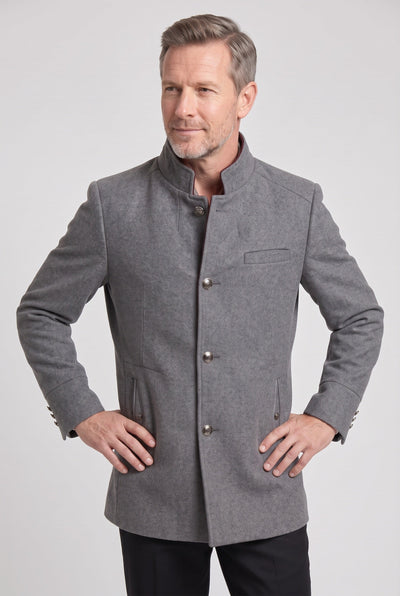 Manteau Homme | Boutonné Col Officier Poches Passepoilées - 5