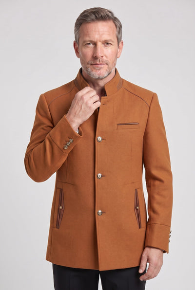 Manteau Homme | Boutonné Col Officier Poches Passepoilées - 7