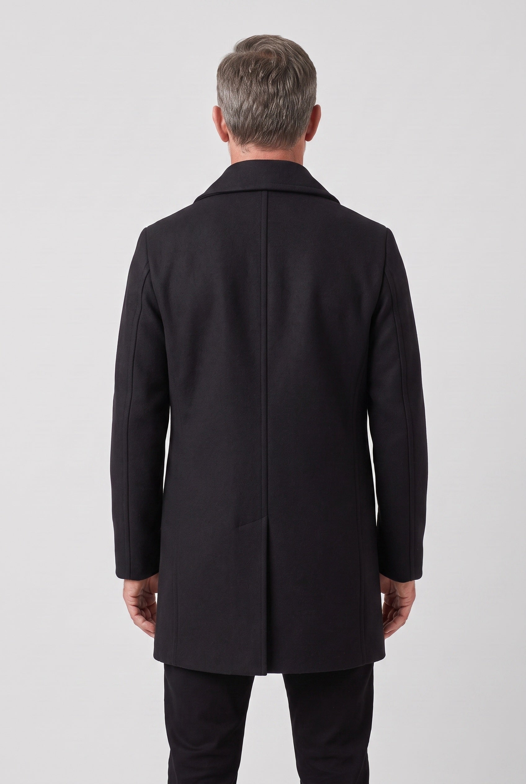 Manteau Homme | Caban Double Boutonnage Revers Larges Noir - 2
