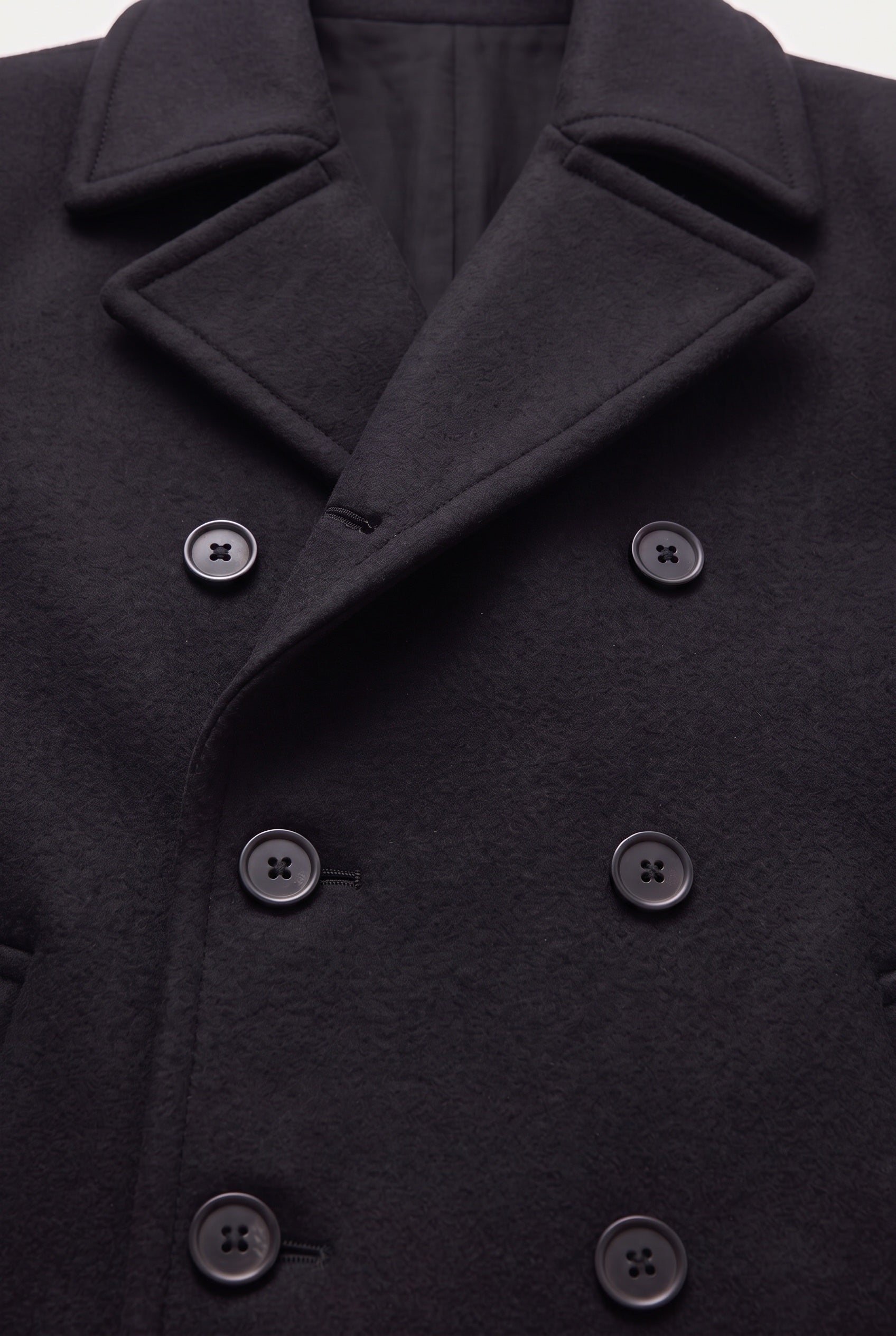 Manteau Homme | Caban Double Boutonnage Revers Larges Noir - 3