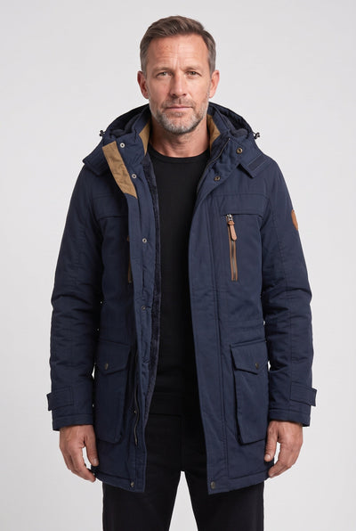 Manteau Homme | Parka Mi-Long Doublure Douce Capuche Amovible - 6