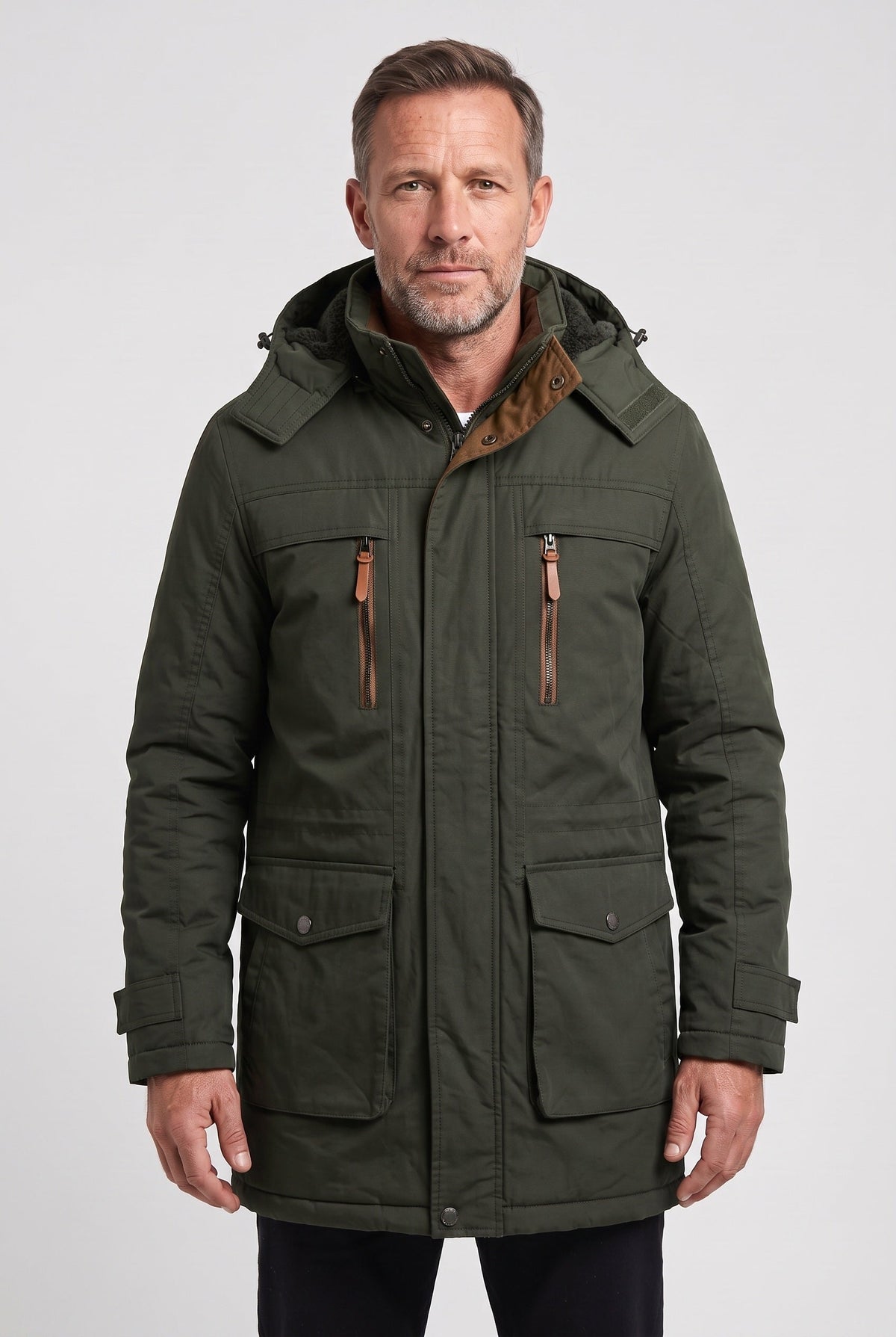 Manteau Homme | Parka Mi-Long Doublure Douce Capuche Amovible - 7