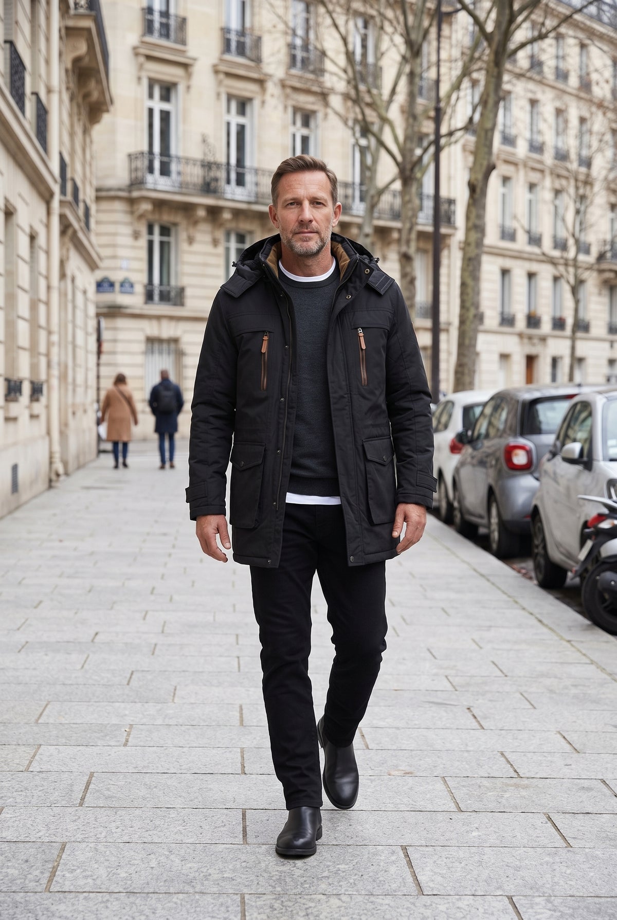 Manteau Homme | Parka Mi-Long Doublure Douce Capuche Amovible - 8