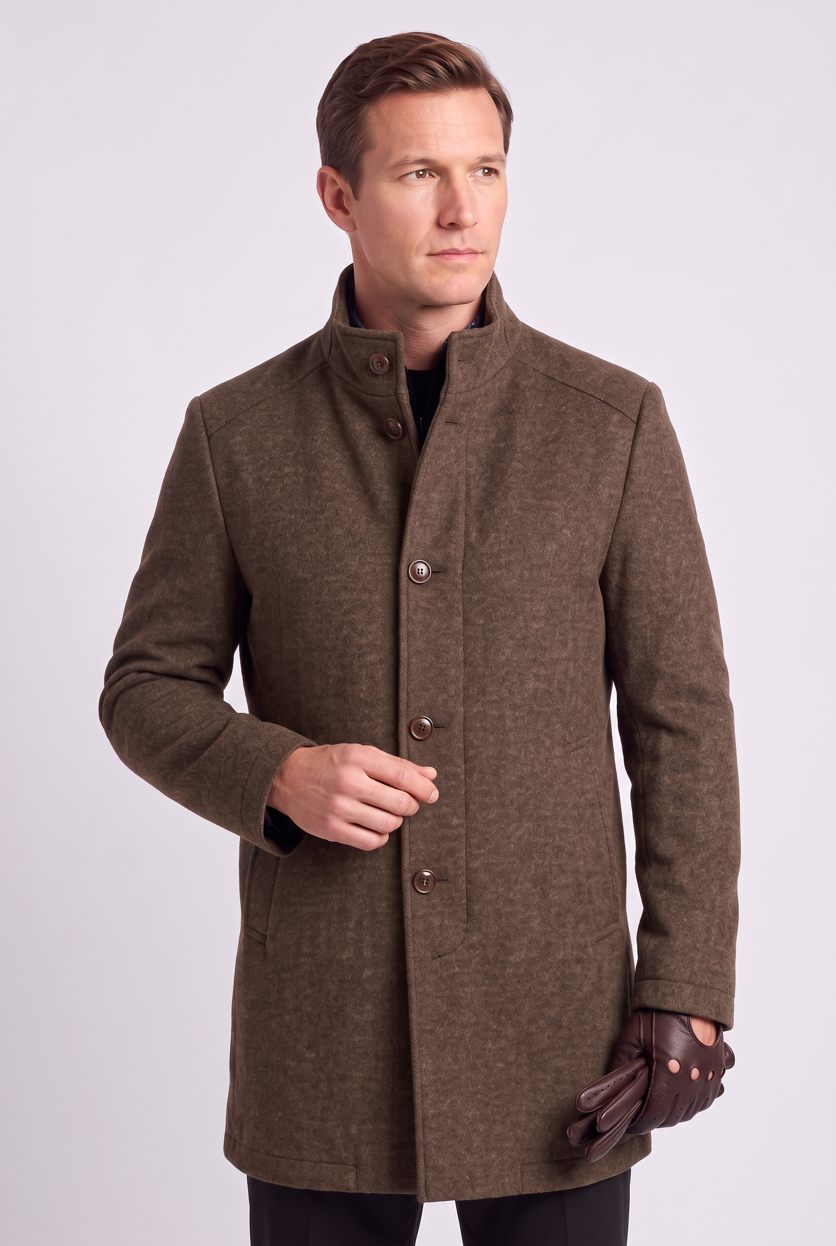 Manteau Homme | Simple Boutonnage Col Montant Poches Passepoilées - 1