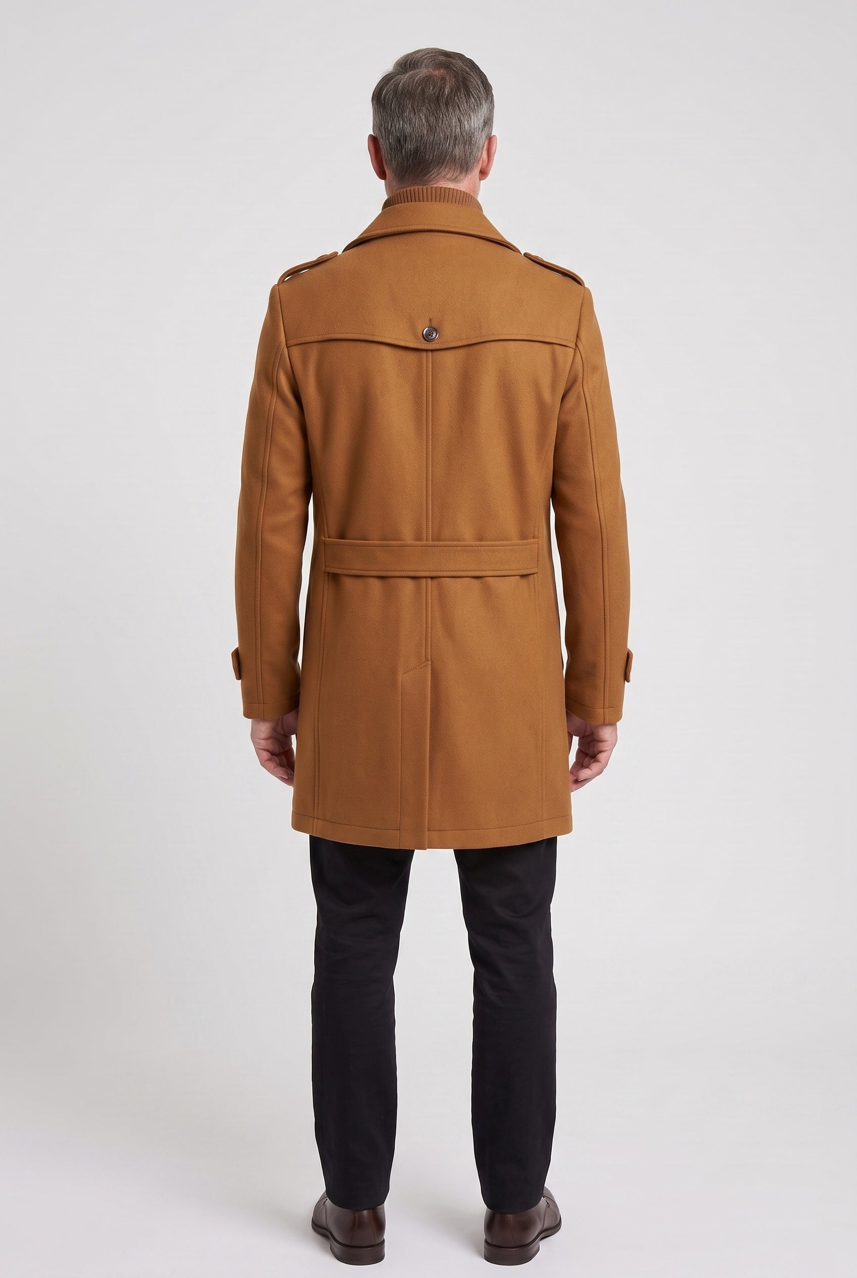 Manteau Homme | Zip Intégral Col Montant Épaulettes Martingale - 2