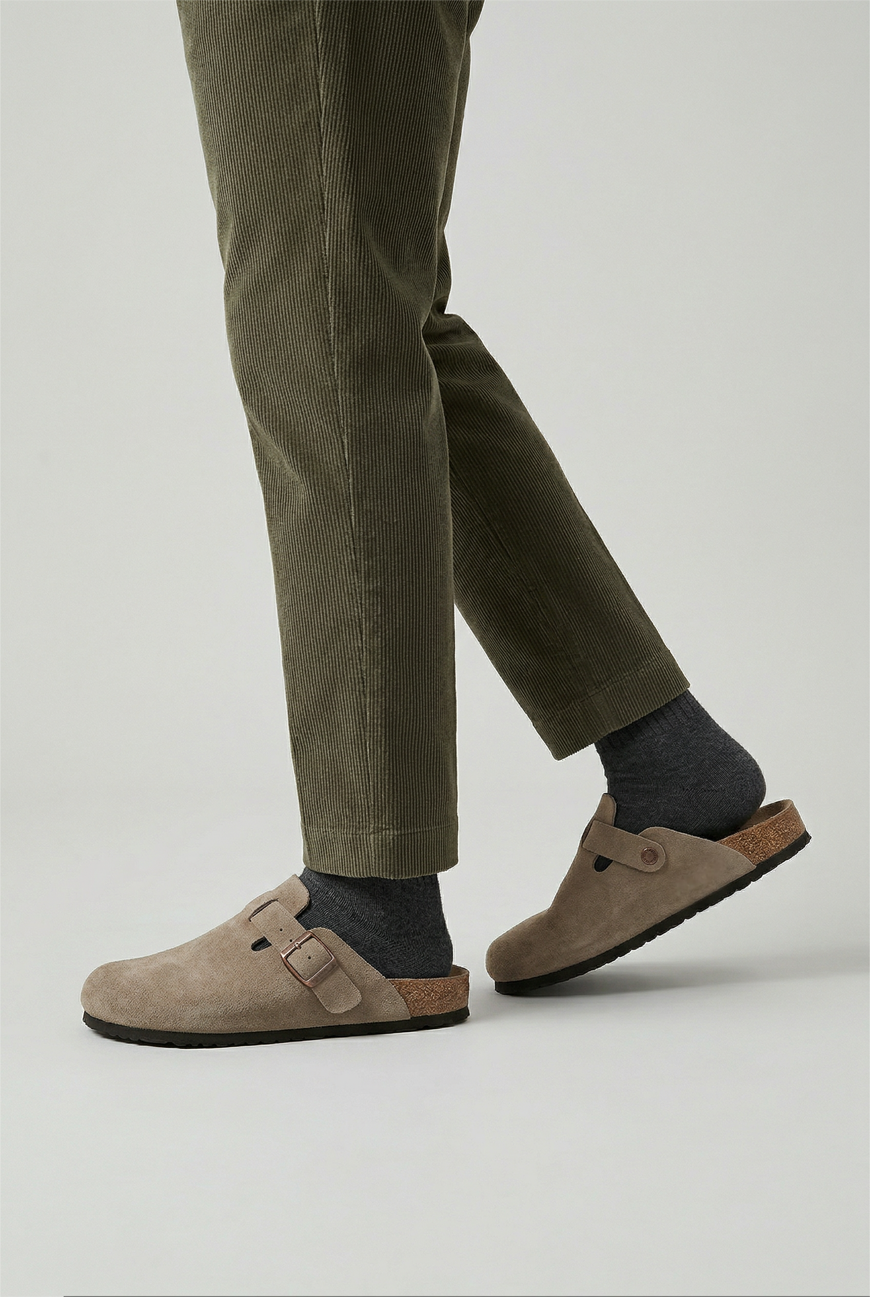 Mules Homme | Bride à Boucle Arrière Ouvert Aspect Daim Beige - 2