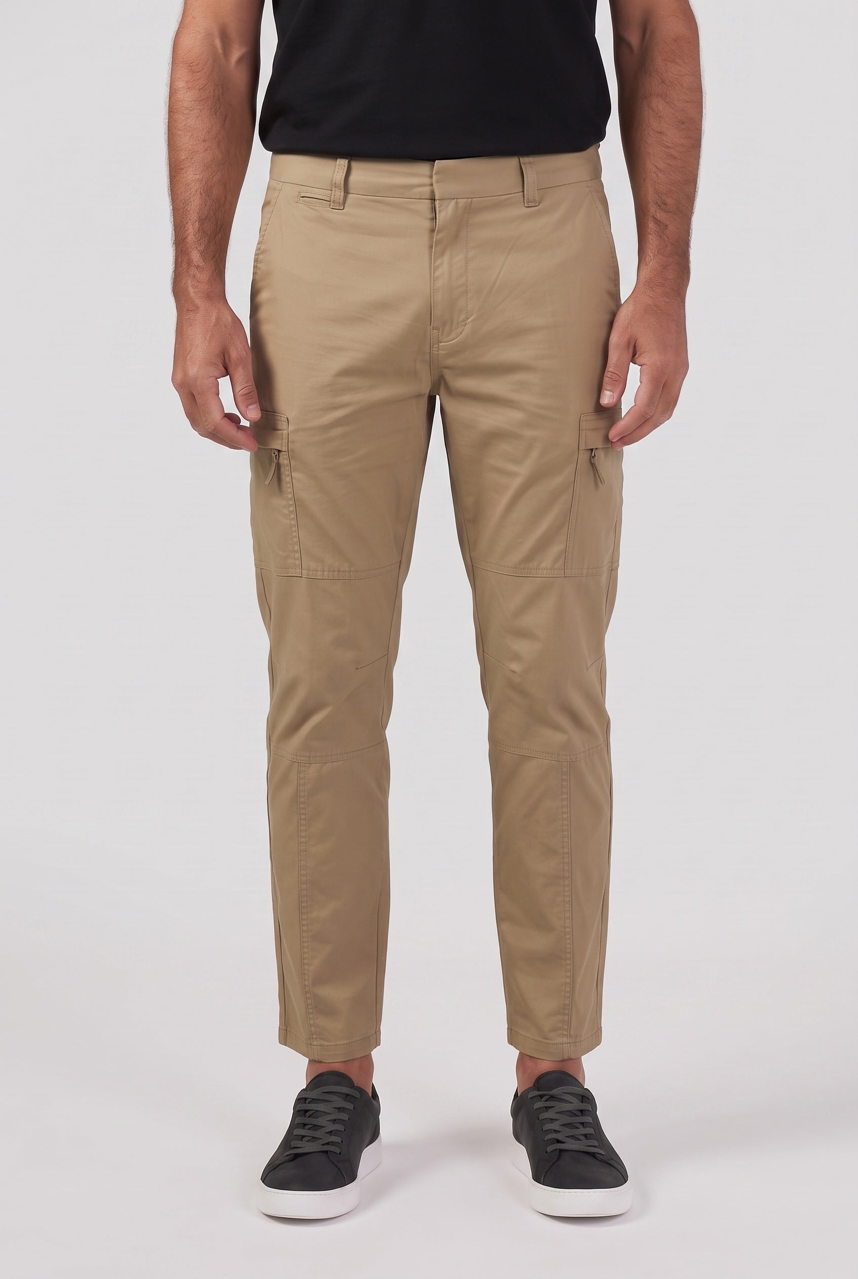 Pantalon Cargo Homme | Poche Cuisse Zippée Coupe Slim Bas Raccourci - 1