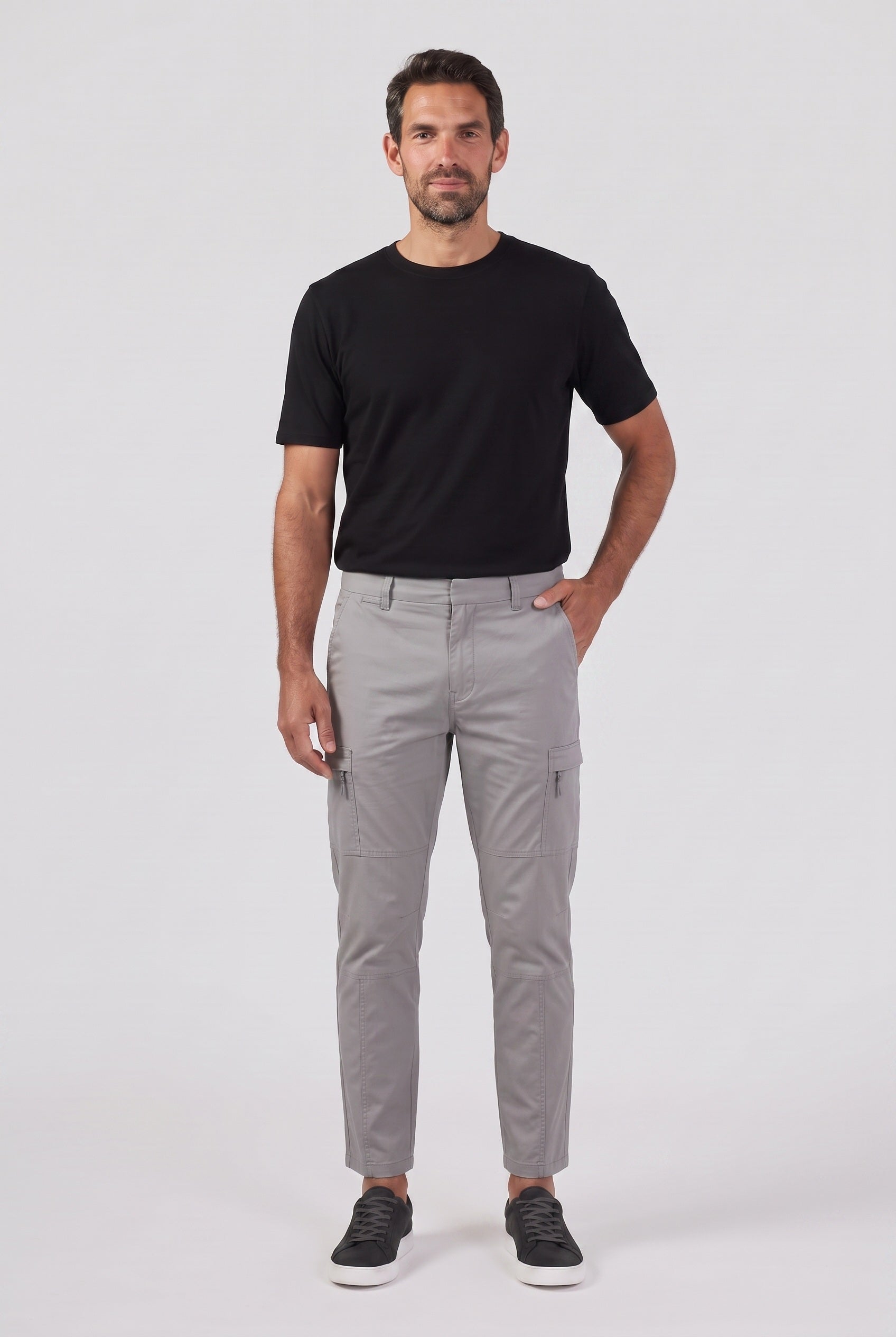 Pantalon Cargo Homme | Poche Cuisse Zippée Coupe Slim Bas Raccourci - 6
