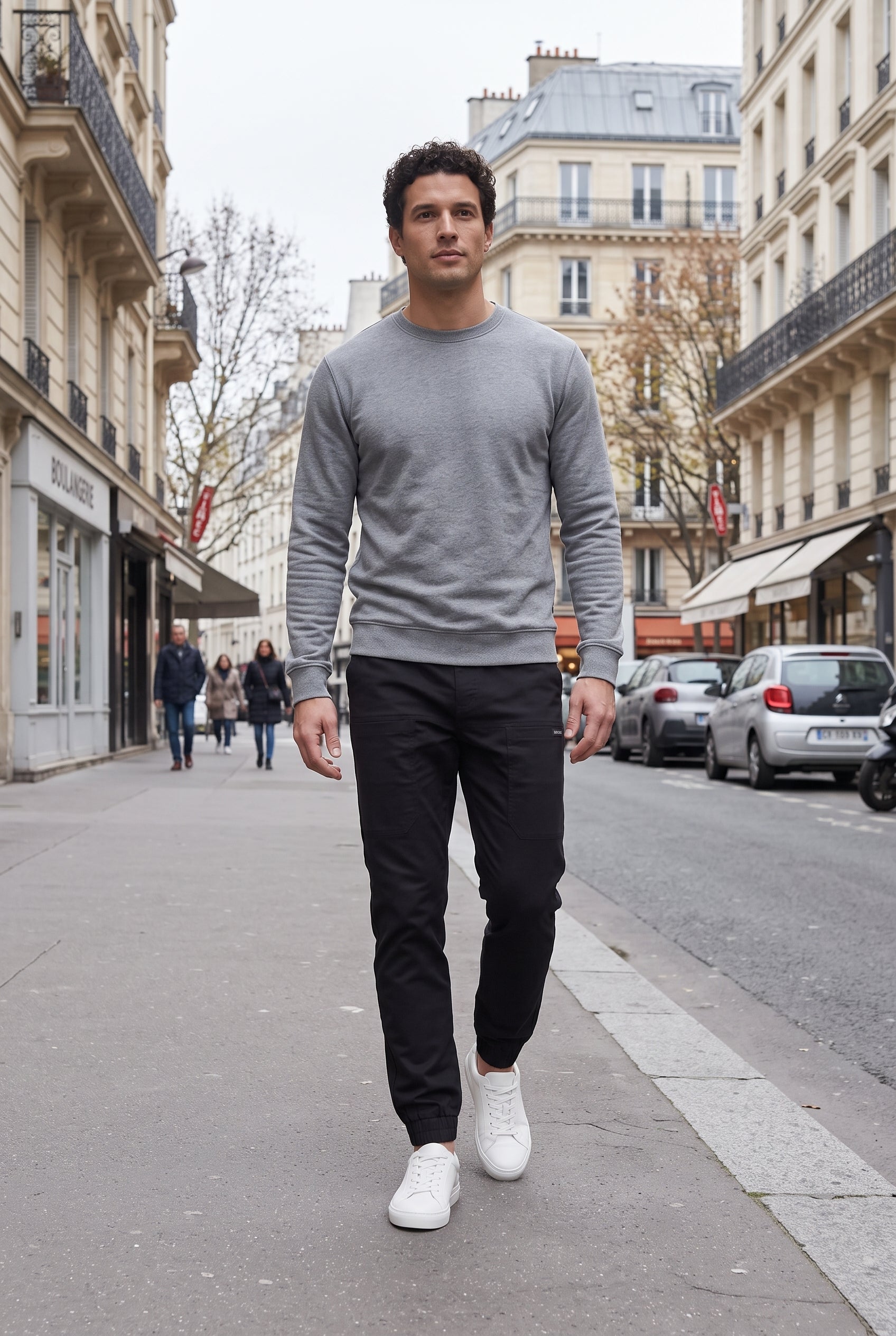 Pantalon Cargo Homme | Taille Élastique Coupe Fuselée Poches Cuisses - Noir