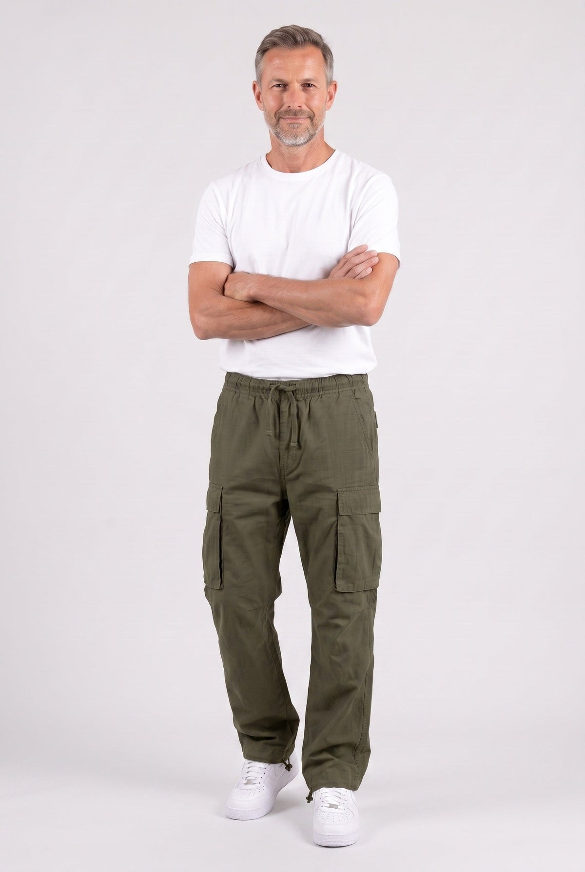 Pantalon Cargo Homme | Taille à Cordon Coupe Droite Poches à Rabat - 7