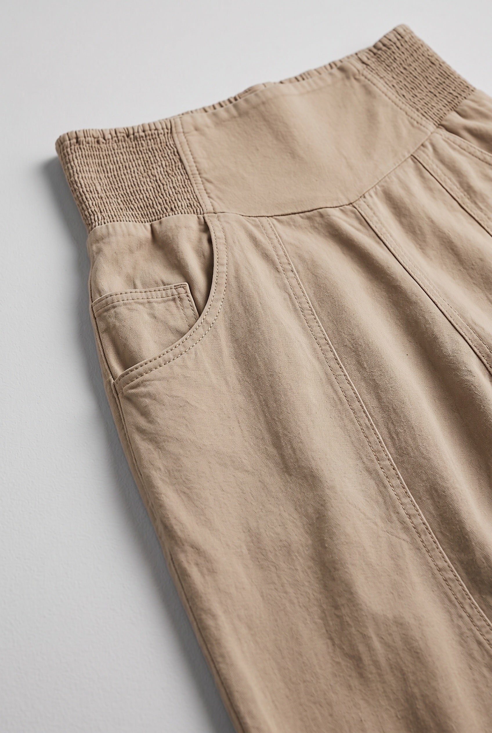 Pantalon Femme | Coupe Large Taille Élastique Froncée Bas Raccourci - 4