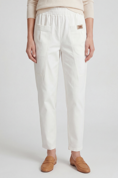 Pantalon Femme | Taille Élastique Coupe Droite Poches Plaquées - 1