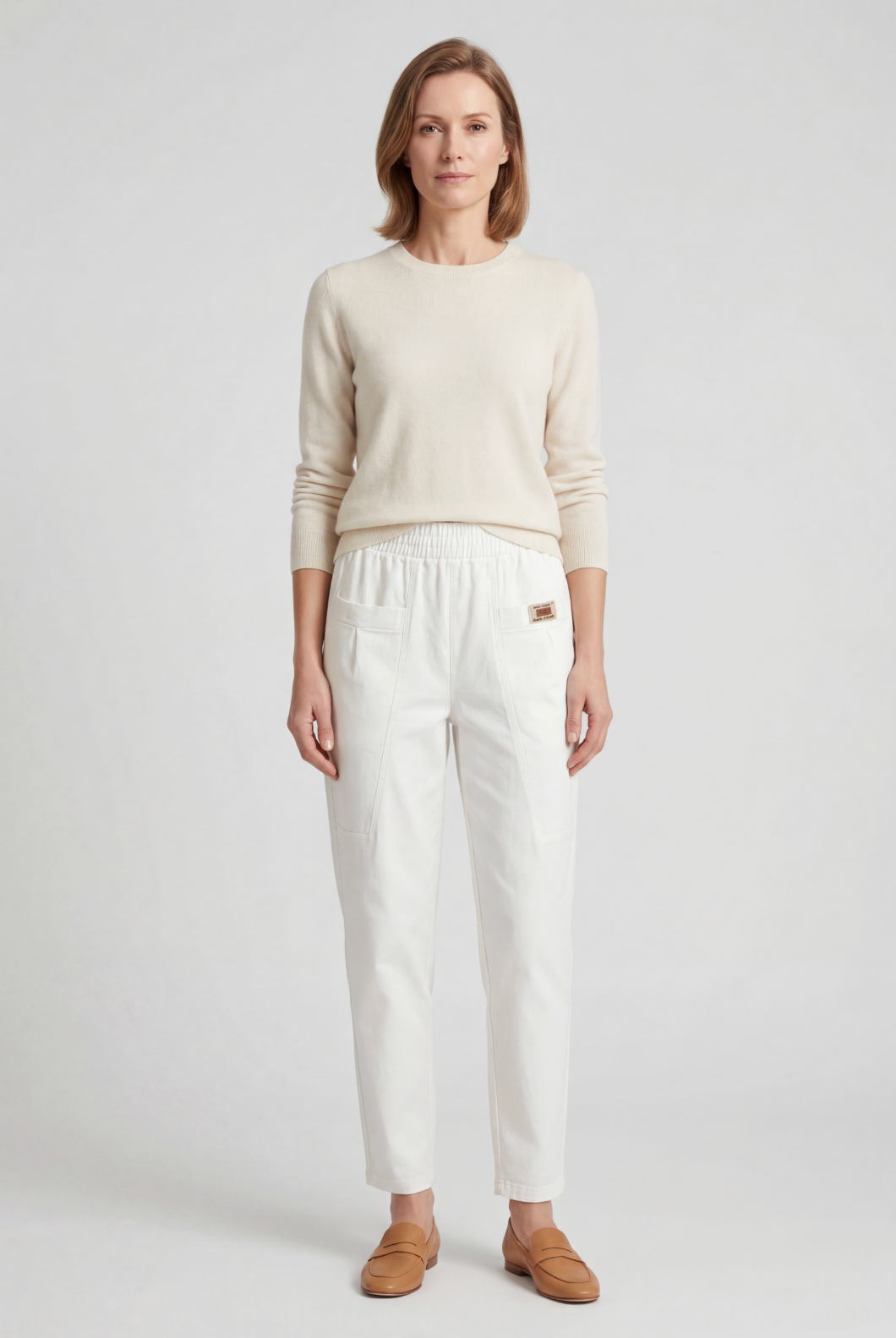 Pantalon Femme | Taille Élastique Coupe Droite Poches Plaquées - 2
